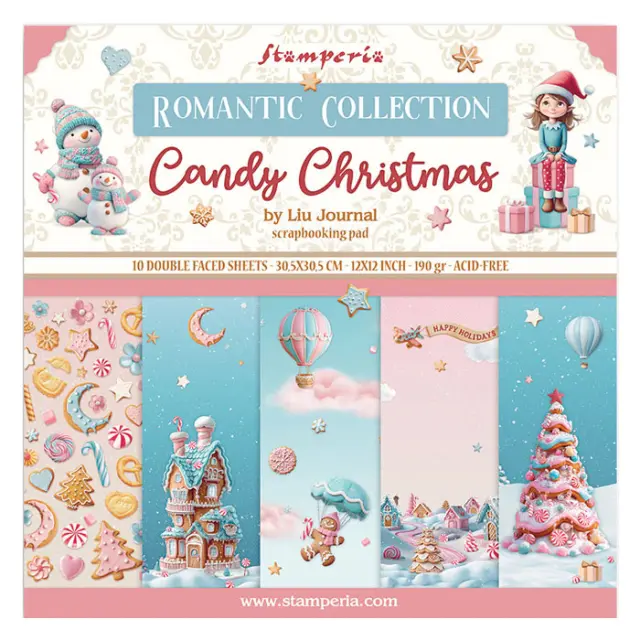 Σετ 10 Χαρτιά Scrapbooking Stamperia Διπλής Όψης - Candy Christmas - 30x30cm
