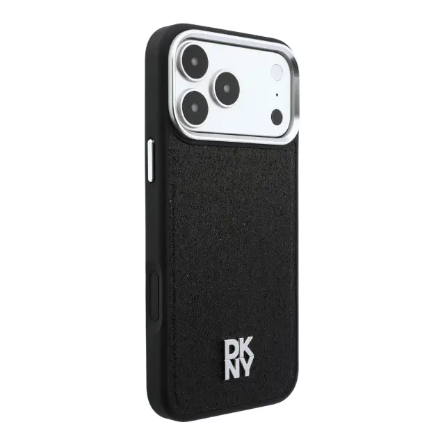 DKNY PU Leather Fixed Glitter Strap Magsafe Case for iPhone 18 Pro Black 3