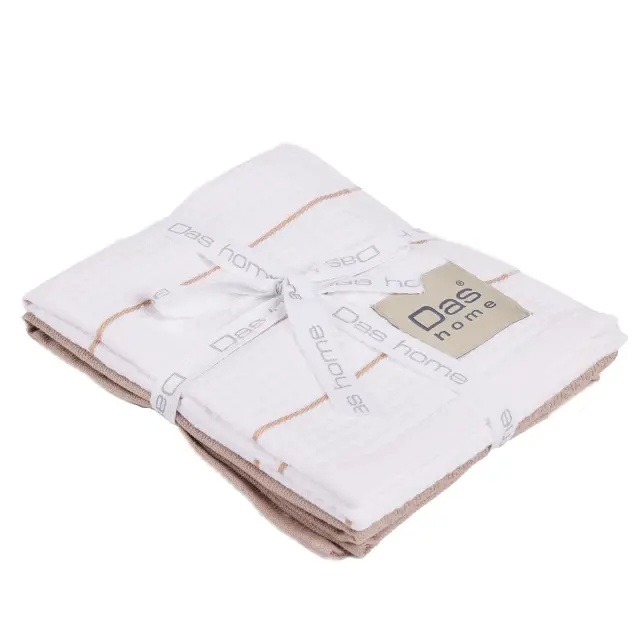 Πετσέτες Κουζίνας Σετ 2Τεμ 30x50 Das Home 0830 Taupe-White 100% βαμβακερό 2