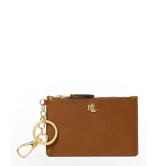 Καρτοθήκη RALPH LAUREN Leather Zip Card Case 432876731/001 Ταμπά
