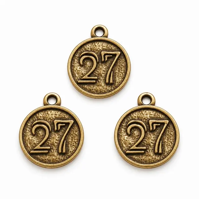 Μεταλλικά γούρια στρογγυλά μπρονζέ 2027, 2.20cm ,3τεμ.