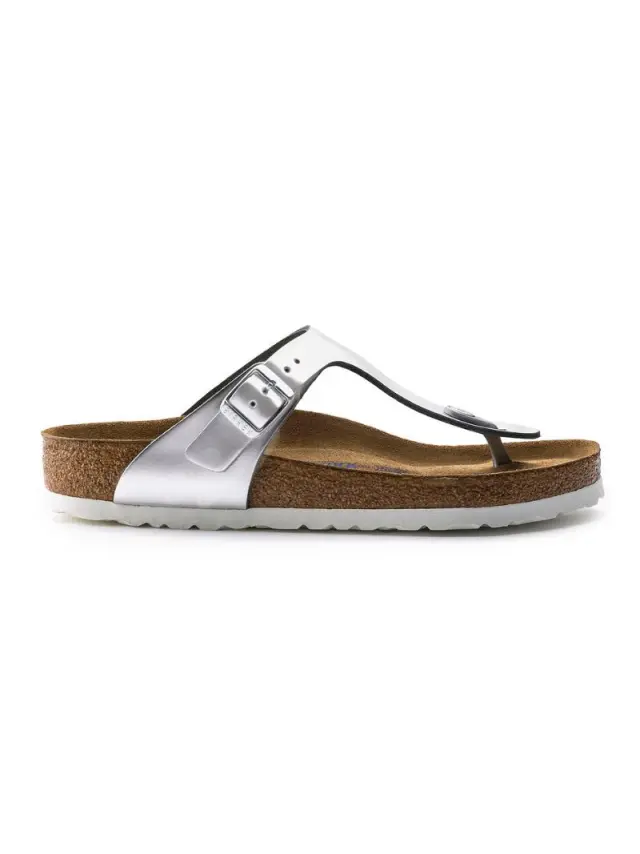 Birkenstock Σαγιονάρες Γυναικείο δέρμα λουστρίνι Ασημί BIR/GIZEH LIQUID 1003674M/SILVER - 36 3
