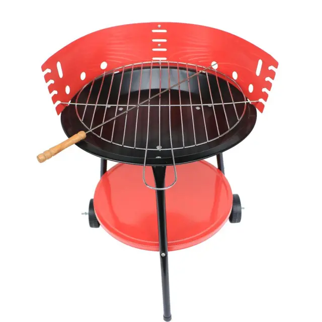 Ψησταριά BBQ Με Ρόδες Στρογγυλή Μαύρο/Κόκκινο 49x42.5x73cm