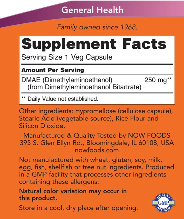 Now Foods DMAE 250 mg 2