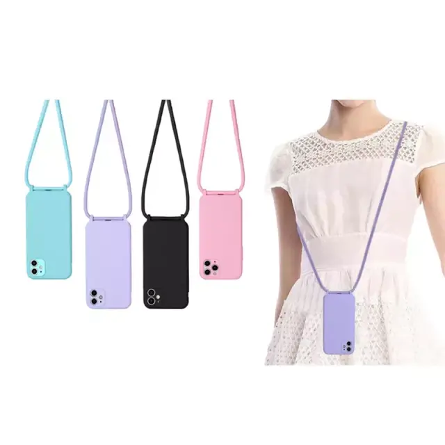 My Colors Carryhang Back Cover Σιλικόνης με Λουράκι για Apple - iPhone 14 - Λιλά 2