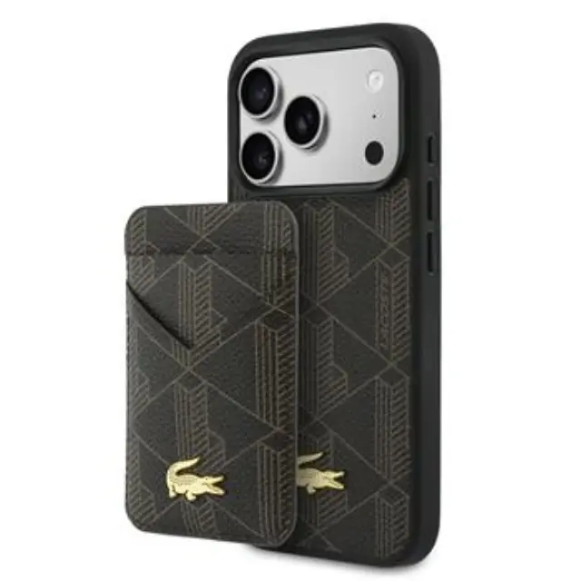 Lacoste PVC Blend MagSafe Case + Wallet for iPhone 17 Pro Brown