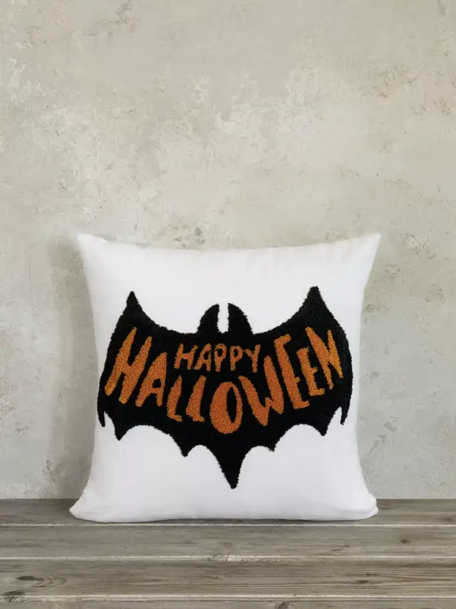 Nima Kids Διακοσμητικό μαξιλάρι 40x40 - Happy Halloween Λευκό, Μαύρο, Πορτοκαλί