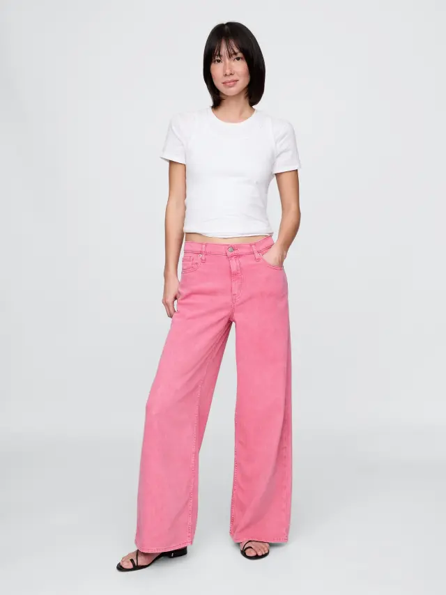 Ροζ Mid Rise UltraSoft Baggy Τζιν Παντελόνι Sugar pink - 28REG