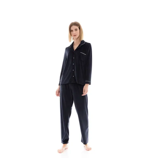 Πιτζάμα Homewear BUTTONED SOFT VELVET W1434 Pink Label