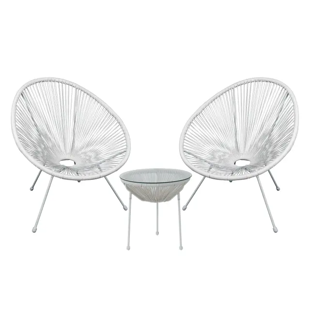 Πολυθρόνα ACAPULCO Σετ Άσπρο Πλαστικό/Rattan Ε245-Α1S