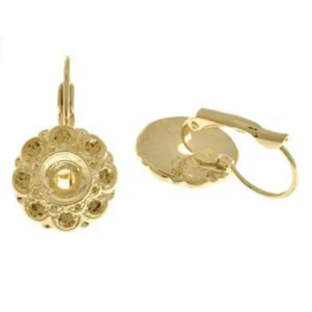 Σκουλαρίκι Flower με Καστόνι για Swarovski 1088 SS29 & PP14 - Yellow Gold - 2τεμ