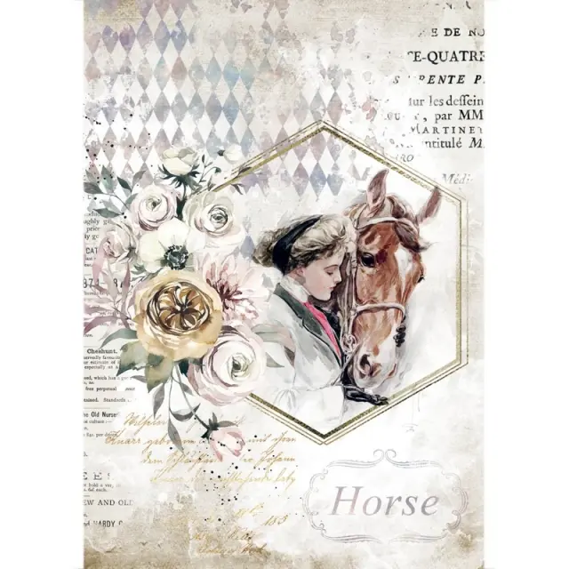 Ριζόχαρτο Stamperia 21x29cm, Romantic Horses Frame lady