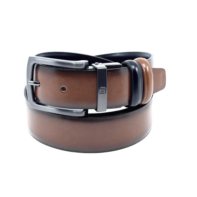 ΔΕΡΜΑΤΙΝΗ ΖΩΝΗ DOUBLE SIDED ΜΕ DARK NICKEL ΠΟΡΠΗ LGD-2110-DS-XL BLACK TAN 2