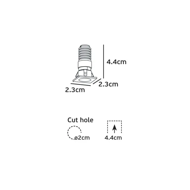 Smol 04439/W/W Χωνευτό φωτιστικό οροφής led 1W 3000K 2.3x2.3cm λευκό Άσπρο 2