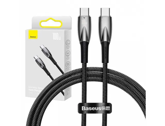 Καλώδιο Baseus USB-C σε USB-C Glimmer Series - 100W - 1m - Μαύρο CADH000701