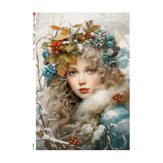 Ριζόχαρτο για Decoupage PaperD, Πορτρέτο στα χιόνια, SC159, 30x40cm