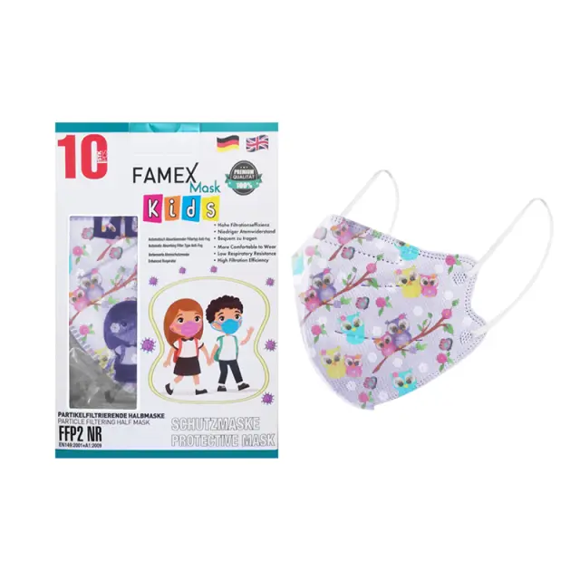 Μάσκα για παιδιά FFP2 Famex KIDS PFE≥95% 10τμχ - Κουκουβαγιες