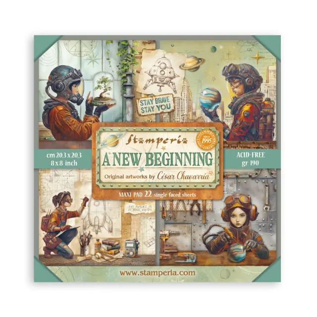 Χαρτιά scrapbooking 22τεμ μονής όψης, 20.3×20.3cm Stamperia, A new Beginning