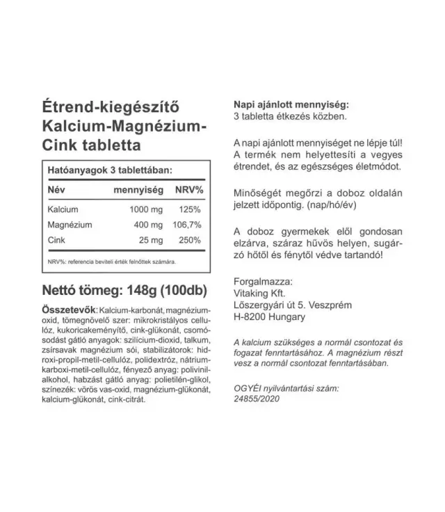 Vitaking CalMag-Zinc (Calcium +Magnesium +Zinc) 2