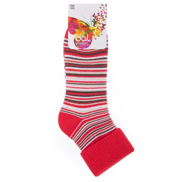 Γυναικείες πετσετέ ριγέ κάλτσες Dalmaras Socks 210 One Size Κόκκινο