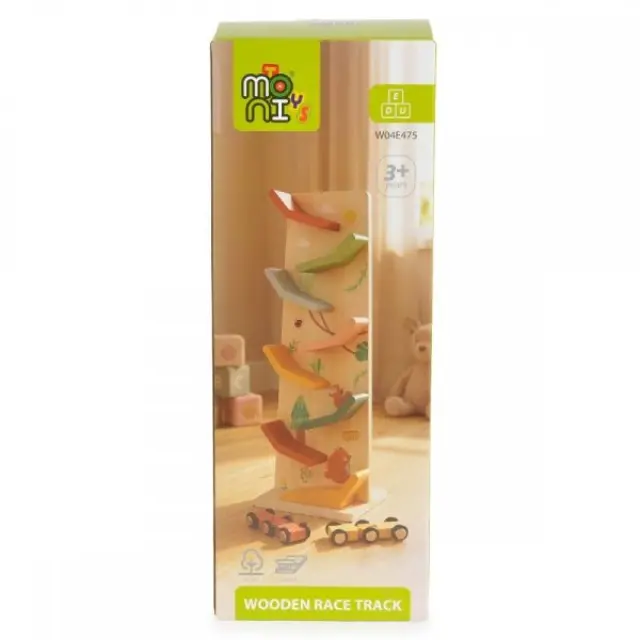 Moni Toys Ξύλινη Πίστα με Αυτοκινητάκια W04E475 2