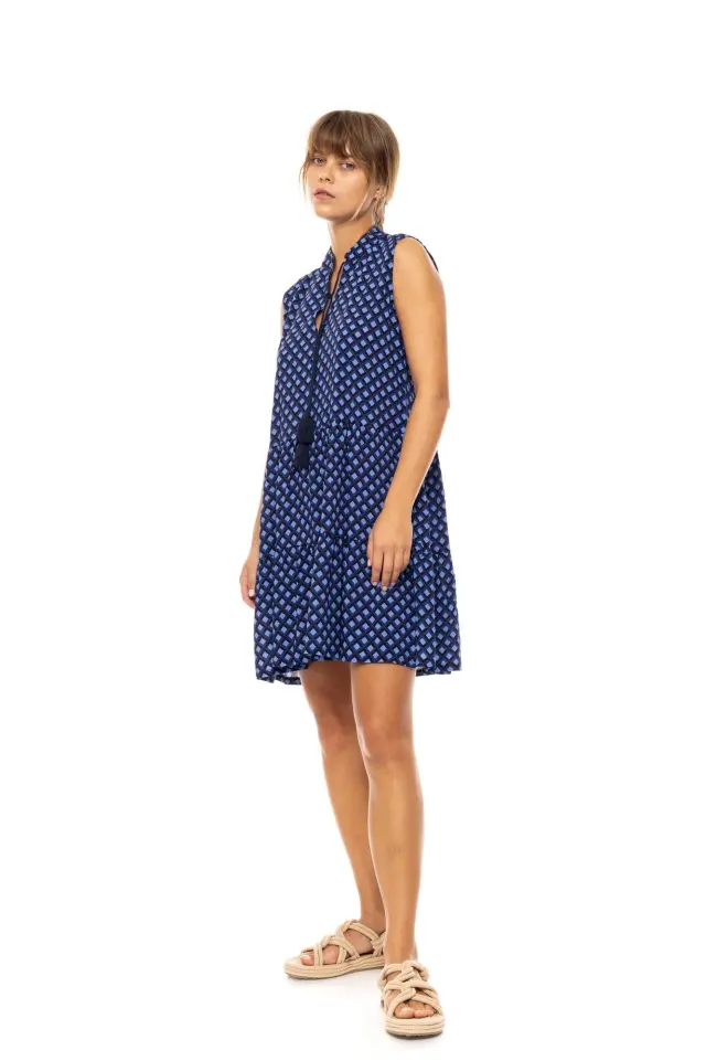 Beachwear Long B564 Blue Azure Pink Label 3