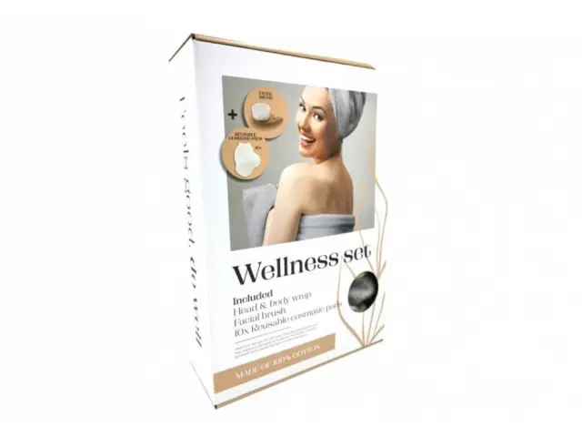 Σετ περιποίησης Fairtrade Wellness Box με πετσέτα, τουρμπάνι, βούρτσα και 10 σφουγγαράκια ντεμακιγιάζ 24950 2