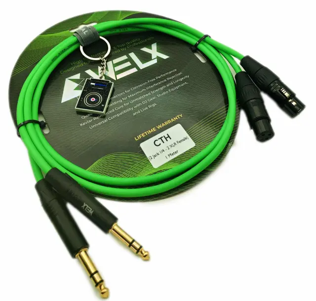 WELX Premium 2 X FEMALE XLR to 2 X FEMALE STEREO JACK Cable – 1.0m (CTH) 2