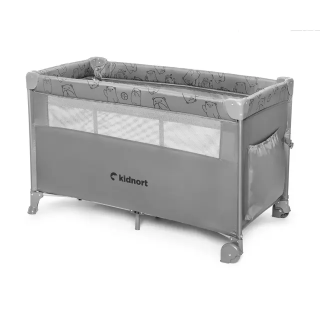Kidnort Παρκοκρέβατο Naste Light Grey KNLOZ000007 2