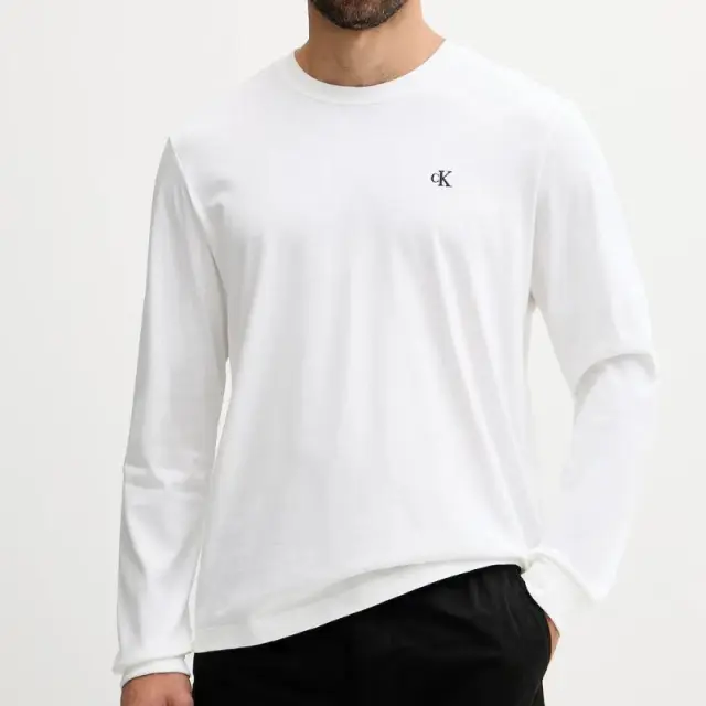 Calvin Klein - Ανδρική Μπλούζα Longsleeve Easy Regular Fit LV04RD247G-YAF Λευκό - 2XL