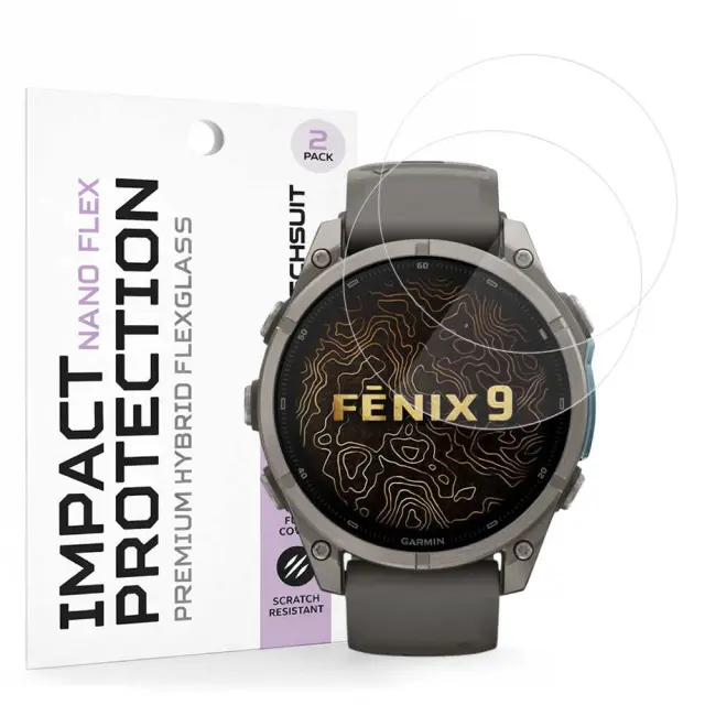 Techsuit - Nano Flex (2 pack) - Garmin Fenix 9 51mm / Fenix 9 Pro 51mm - Black