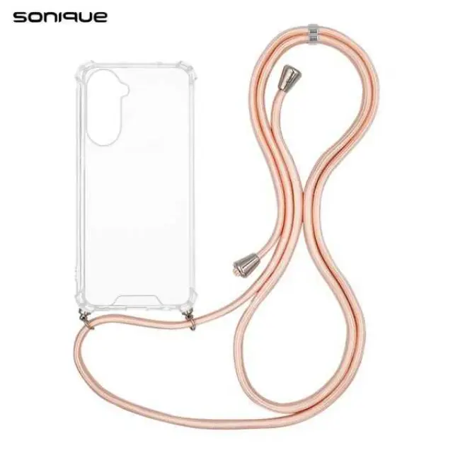 Θήκη Σιλικόνης με Κορδόνι Sonique Armor Clear Samsung Galaxy A57 5G Ροζ Σατινέ