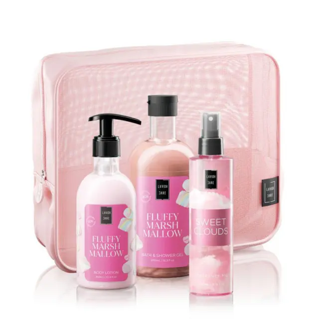 Lavish Care Promo Fluffy Marshmallow Body Care Shower Gel 500ml Body Lotion 300ml Sweet Clouds Mist 200ml & Δώρο Νεσεσέρ 1σετ