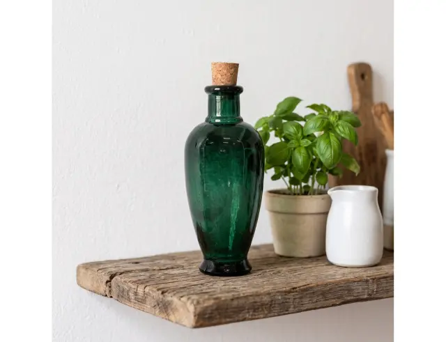 Διακοσμητικό Μπουκάλι με πώμα Glass Drops Castilla (5621DB734) Aπό 100% ανακυκλωμένο γυαλί, Xωρητικότητας 250ml, Διαστάσεων Ø 7 x Υ 15 cm, Albahaca 5621DB734