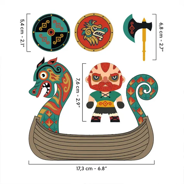 Djeco Arty Toys Φιγούρα Πειρατή με Πλοίο 'Drak & Drakkar' 3