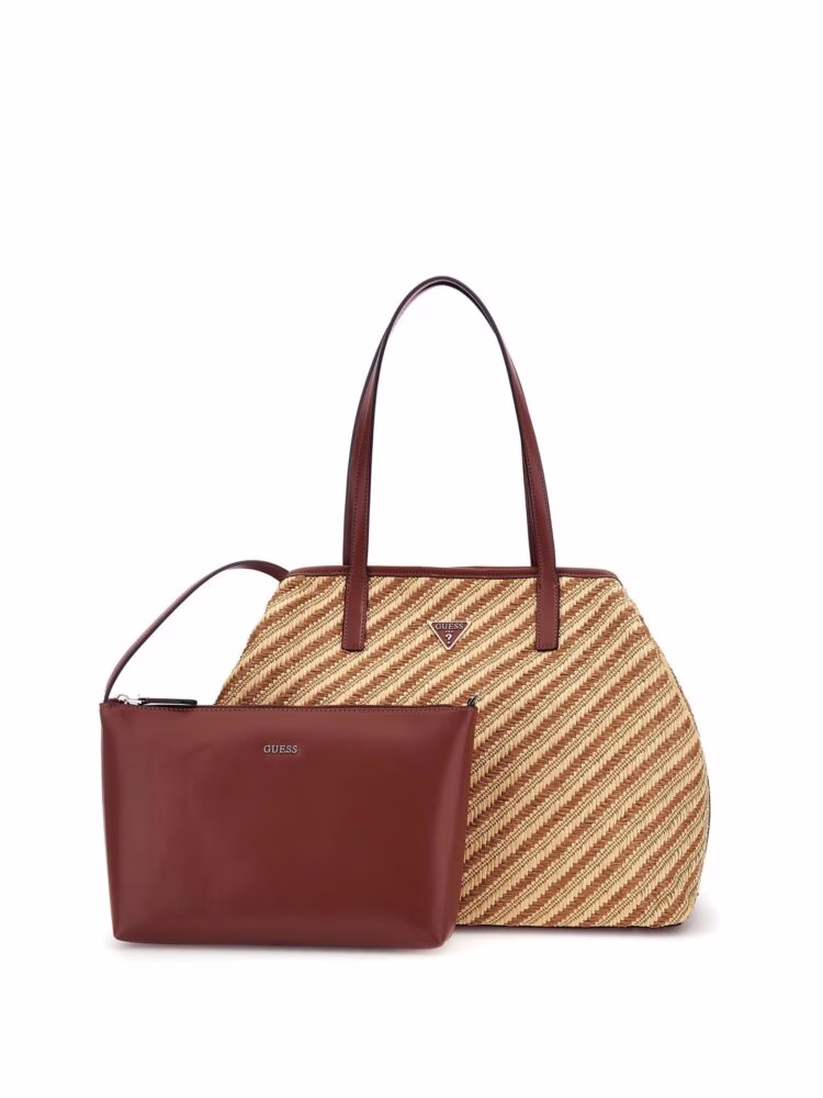 Guess Vikki Ii Γυναικεία Τσάντα Shopper Ώμου Μπεζ 2