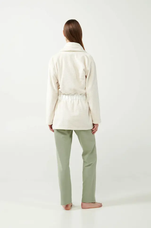 Vamp Γυναικεία Ρόμπα Κοντή με Ζώνη και Τσέπες Beige Skin - XL 3