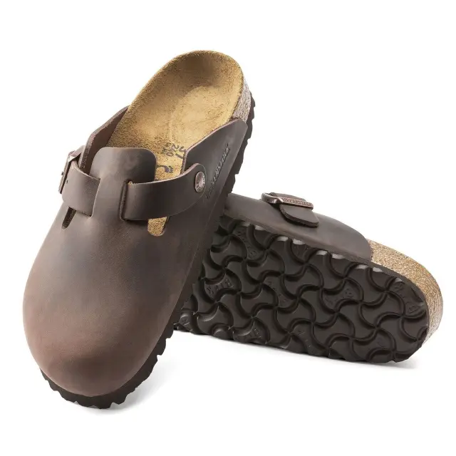 Ανατομικά Δερμάτινα Σαμπό Birkenstock Boston 0860131 Καφέ Regular Fit Μαύρο - 36 3