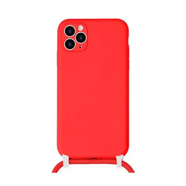 Colored Silicone Cord Case με Κορδόνι Back Cover (iPhone 11) Κόκκινο