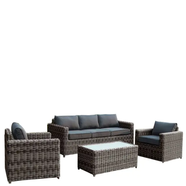 Σετ Σαλόνι Κήπου ARIZONA Wicker Grey Brown Μαξιλάρι Ανθρακί