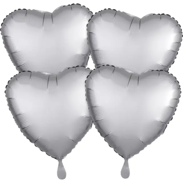 Μπαλόνι Φοιλ Καρδιά 18 Satin Luxe Platinum - Ασημί / 4 τεμ