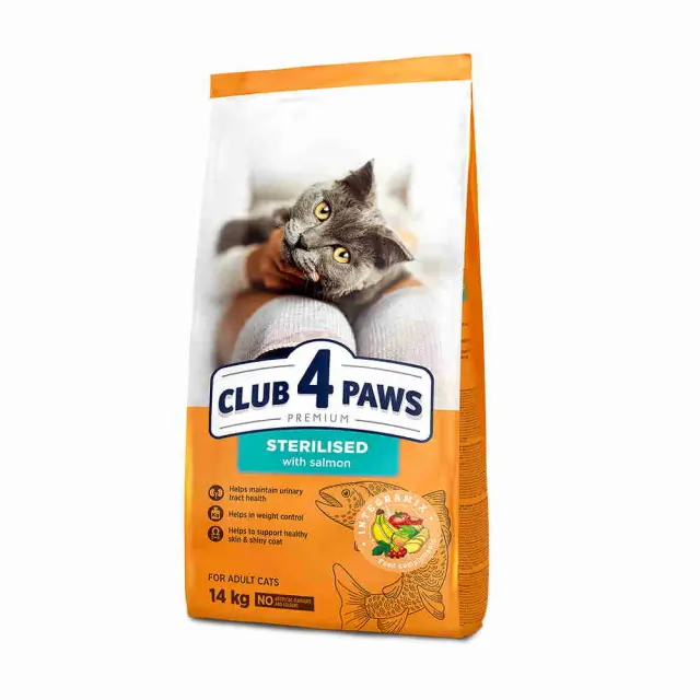 Club 4 Paws Sterilised Low Grain με Σολομό 14Kg Μονόχρωμο