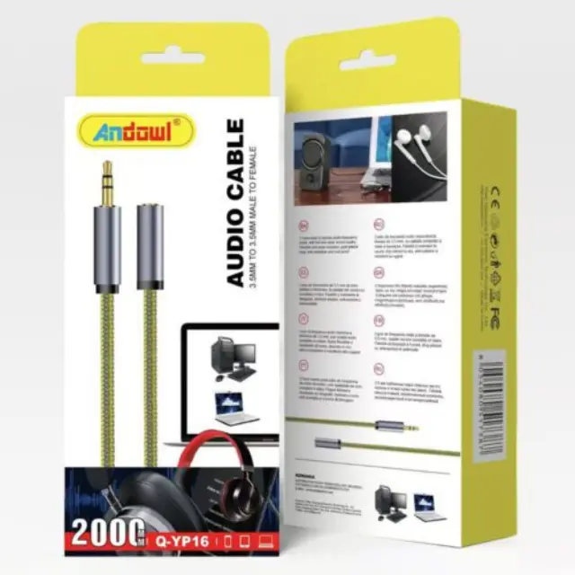 Andowl Καλώδιο Audio 3.5mm σε 3.5mm Αρσενικό Θηλυκό Q-YP16 2