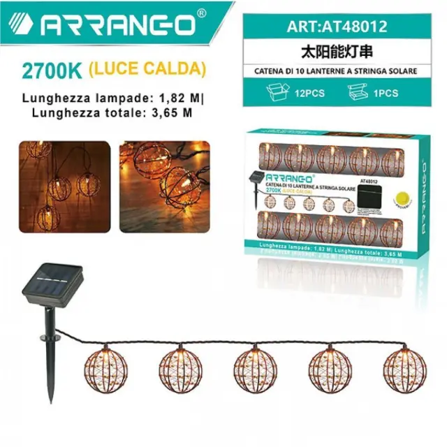 Arrango Κρεμαστό Ηλιακό Φωτιστικό με Θερμό Λευκό Φως σε Μαύρο Χρώμα AT48012 2