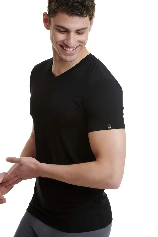 Μαύρο ανδρικό φανελάκι V-neck 2