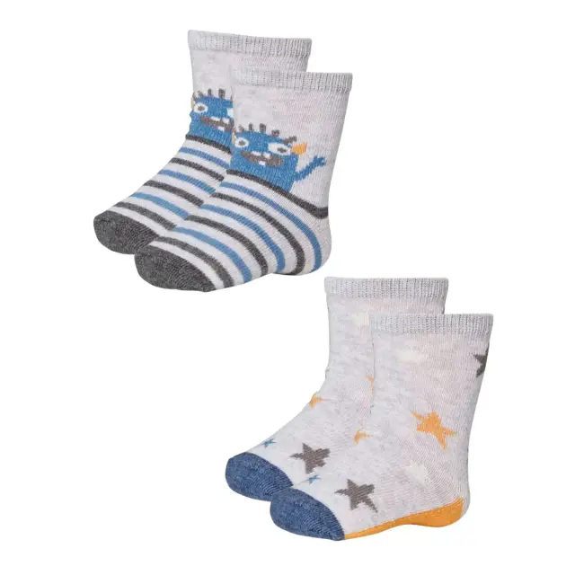 Ysabel Mora Βρεφικά Καλτσάκια Αγόρι Stars Stripes - 2 Ζεύγη, Χρώμα Γκρι - 17-19