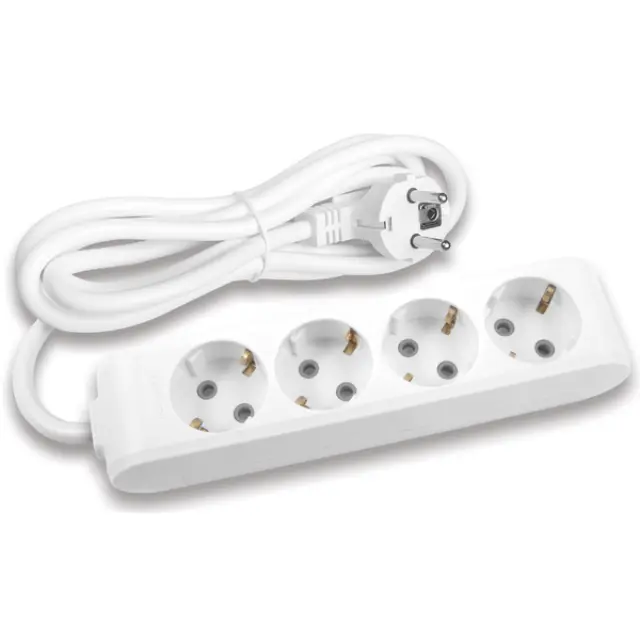 X-tendia White Four Gang Earth Socket with Cable CP 1,5M