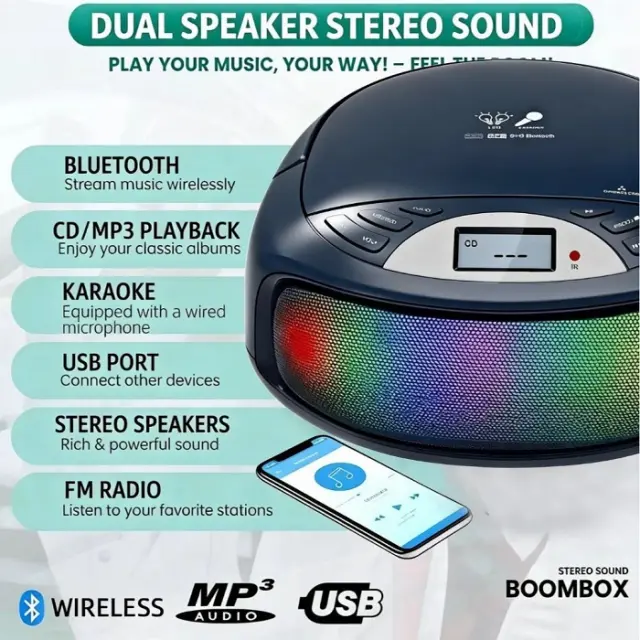CD Player με Bluetooth & μικρόφωνο Karaoke - CD-P3032 - 730328 2