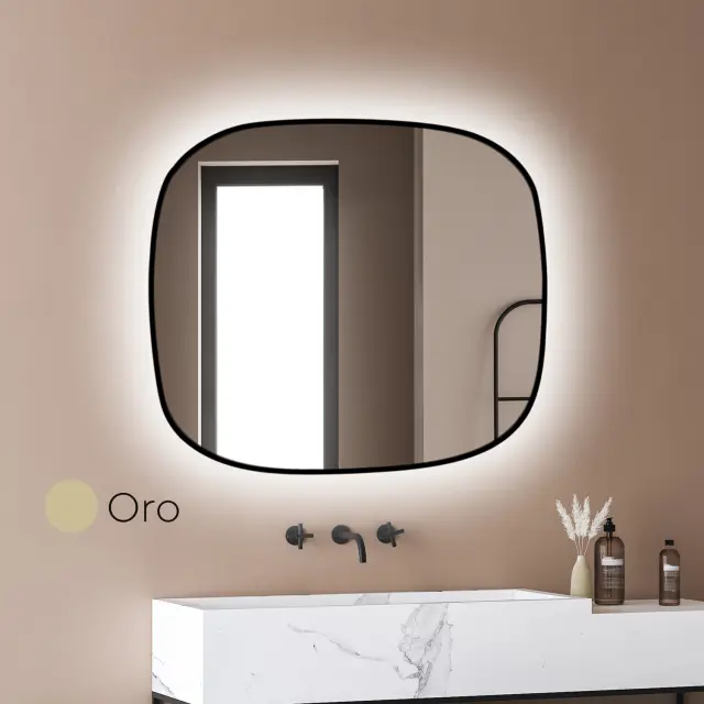 Καθρέπτης LED SHARON Oro 30783CI 80x70cm αναστρέψιμος με τυπωμένο πλαίσιο KARAG