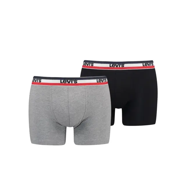 Levi's Ανδρικό Boxer Sportswear Logo Organic Cotton - Διπλό Πακέτο, Χρώμα Γκρι Μελανζέ-Μαύρο